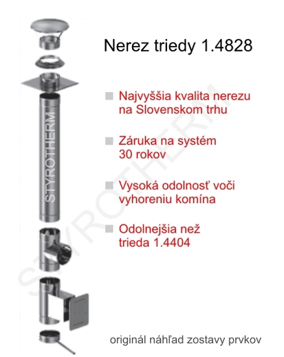 4m Nerezový komín Ø 200mm - 1.4828 - 0,8mm
